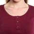 Women Maroon 3/4 Sleeves Henley T-Shirt